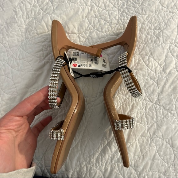 NWT Zara Sparkly Strap Heeled Sandals - Picture 8 of 8